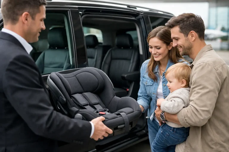 Posso levar cadeira bebé num transfer privado?